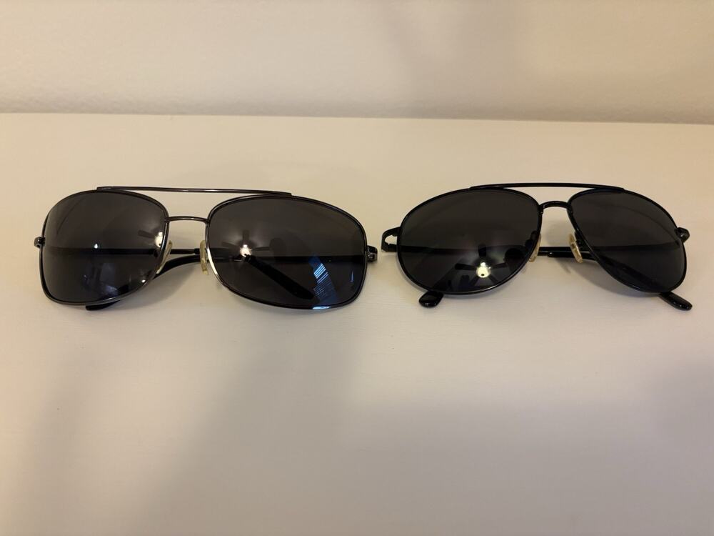 Mossimo PA1030 Y2K Aviator Sunglasses 2 Pair Black Metal Frames